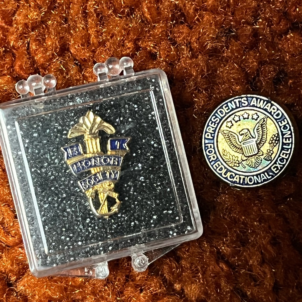 RI HONOR SOCIETY and President’s award for educational excellence pin tack back